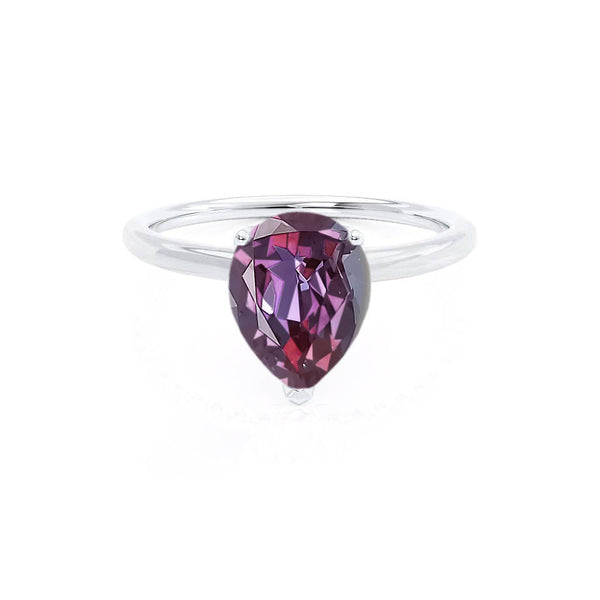 LULU - Pear Alexandrite 950 Platinum Petite Solitaire Ring Engagement Ring Lily Arkwright