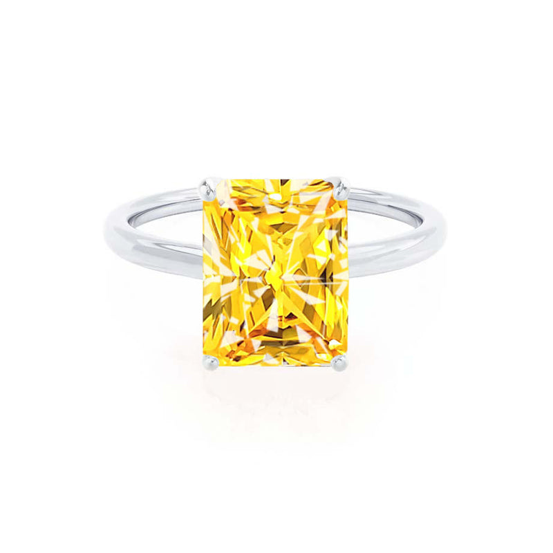 LULU - Radiant Yellow Sapphire 18k White Gold Petite Solitaire Engagement Ring Lily Arkwright