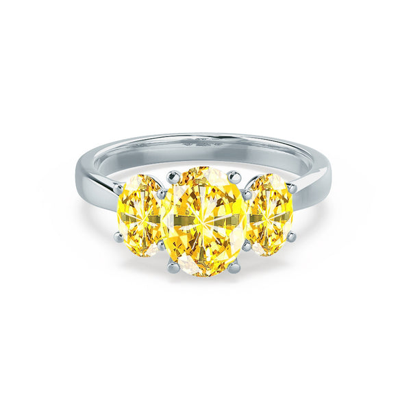 EVERDEEN - Oval Yellow Sapphire 18k White Gold Trilogy Ring Engagement Ring Lily Arkwright