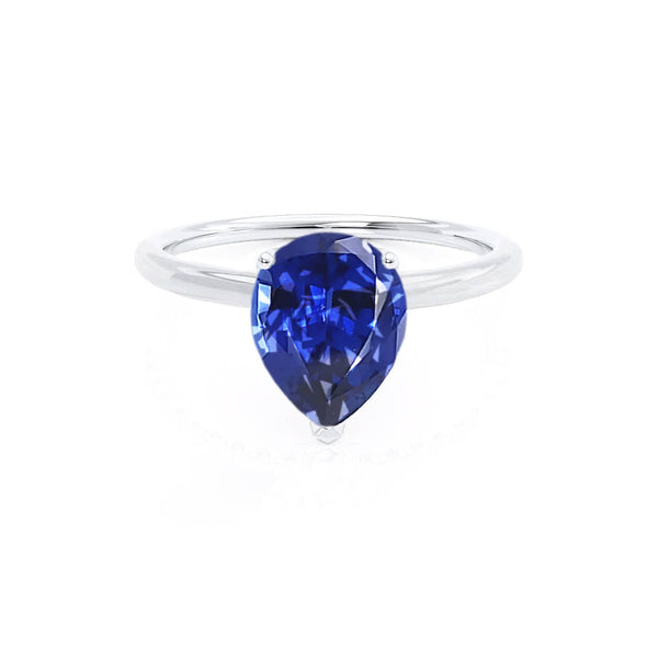 LULU - Pear Blue Sapphire 950 Platinum Petite Solitaire Ring Engagement Ring Lily Arkwright