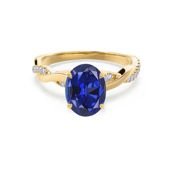 EDEN - Oval Blue Sapphire & Diamond 18k Yellow Gold Vine Solitaire Ring Engagement Ring Lily Arkwright