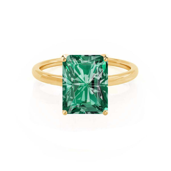 LULU - Radiant Emerald 18k Yellow Gold Petite Solitaire Engagement Ring Lily Arkwright