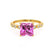 HOPE - Princess Pink Sapphire & Diamond 18k Yellow Gold Vintage Shoulder Set Engagement Ring Lily Arkwright
