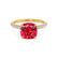 COCO - Cushion Ruby & Diamond 18k Yellow Gold Hidden Halo Triple Pavé Shoulder Set Engagement Ring Lily Arkwright