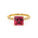 HOPE - Princess Ruby & Diamond 18k Yellow Gold Vintage Shoulder Set Engagement Ring Lily Arkwright