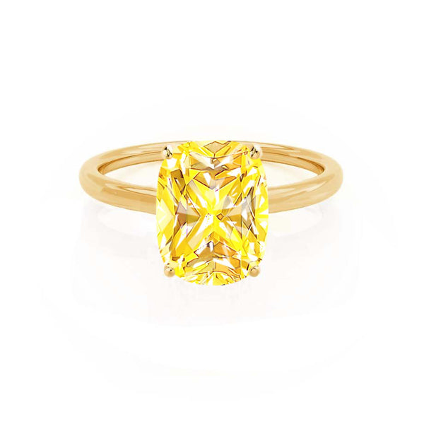 LULU - Elongated Cushion Yellow Sapphire 18k Yellow Gold Petite Solitaire Ring Engagement Ring Lily Arkwright