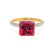 COCO - Princess Ruby & Diamond 18k Yellow Gold Hidden Halo Triple Pavé Shoulder Set Engagement Ring Lily Arkwright