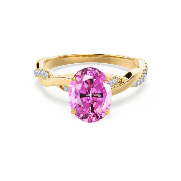 EDEN - Oval Pink Sapphire & Diamond 18k Yellow Gold Vine Solitaire Ring Engagement Ring Lily Arkwright