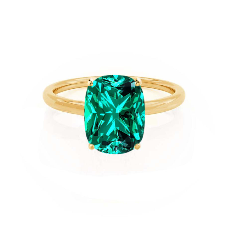 LULU Chatham® Elongated Cushion Emerald 18k Yellow Gold Petite