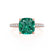 COCO - Cushion Emerald & Diamond 18k Rose Gold Hidden Halo Triple Pavé Shoulder Set Engagement Ring Lily Arkwright