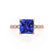 HOPE - Princess Blue Sapphire & Diamond 18k Rose Gold Vintage Shoulder Set Engagement Ring Lily Arkwright