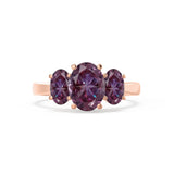 EVERDEEN - Oval Alexandrite 18k Rose Gold Trilogy Ring Engagement Ring Lily Arkwright