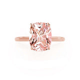 LULU - Elongated Cushion Champagne Sapphire 18k Rose Gold Petite Solitaire Ring Engagement Ring Lily Arkwright