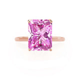 LULU - Radiant Pink Sapphire 18k Rose Gold Petite Solitaire Engagement Ring Lily Arkwright