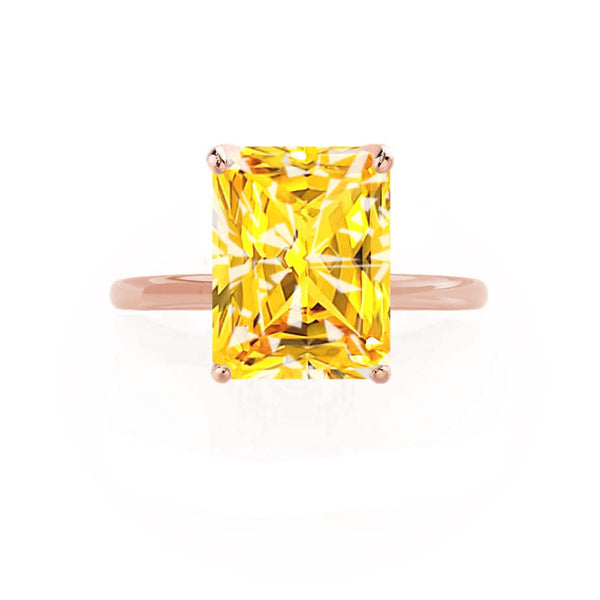 LULU - Radiant Yellow Sapphire 18k Rose Gold Petite Solitaire Engagement Ring Lily Arkwright