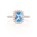 DARLEY - Aqua Spinel Elongated Cushion Micro Pavé 18k Rose Gold Halo Engagement Ring Lily Arkwright