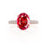 COCO - Oval Ruby & Diamond 18k Rose Gold Petite Hidden Halo Triple Pavé Shoulder Set Ring Engagement Ring Lily Arkwright
