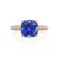 COCO - Cushion Blue Sapphire & Diamond 18k Rose Gold Hidden Halo Triple Pavé Shoulder Set Engagement Ring Lily Arkwright