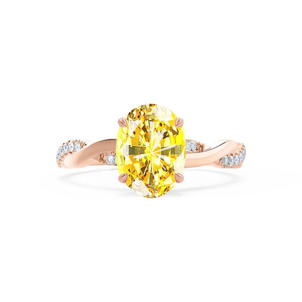 EDEN - Oval Yellow Sapphire & Diamond 18k Rose Gold Vine Solitaire Ring Engagement Ring Lily Arkwright