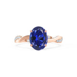 EDEN - Oval Blue Sapphire & Diamond 18k Rose Gold Vine Solitaire Ring Engagement Ring Lily Arkwright