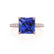 COCO - Princess Blue Sapphire & Diamond 18k Rose Gold Hidden Halo Triple Pavé Shoulder Set Engagement Ring Lily Arkwright