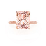 LULU - Radiant Champagne Sapphire 18k Rose Gold Petite Solitaire Engagement Ring Lily Arkwright