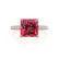COCO - Princess Ruby & Diamond 18k Rose Gold Hidden Halo Triple Pavé Shoulder Set Engagement Ring Lily Arkwright