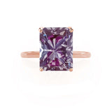 LULU - Radiant Alexandrite 18k Rose Gold Petite Solitaire Engagement Ring Lily Arkwright