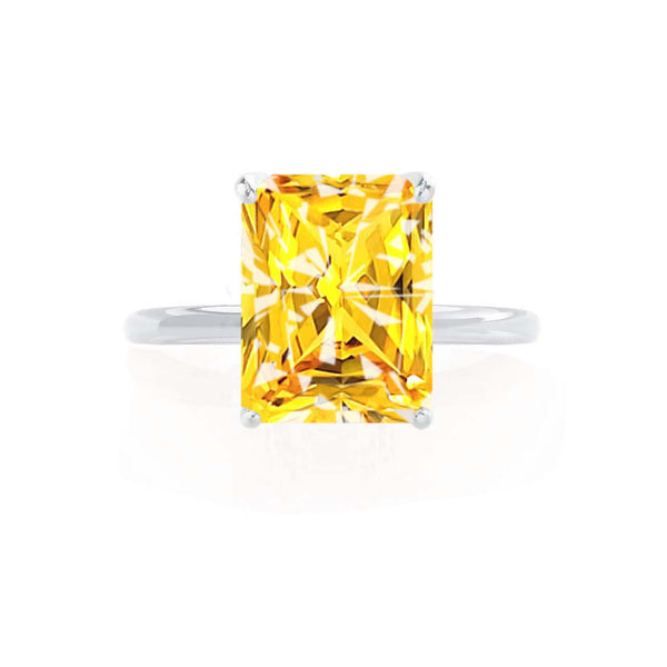 LULU - Radiant Yellow Sapphire 950 Platinum Petite Solitaire Engagement Ring Lily Arkwright