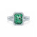 EVERLY - Radiant Emerald & Diamond 950 Platinum Split Shank Halo Ring Engagement Ring Lily Arkwright