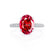 COCO - Oval Ruby & Diamond 18k White Gold Petite Hidden Halo Triple Pavé Shoulder Set Ring Engagement Ring Lily Arkwright