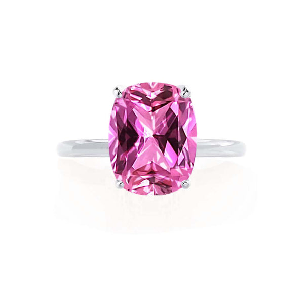 LULU - Elongated Cushion Pink Sapphire 950 Platinum Petite Solitaire Ring Engagement Ring Lily Arkwright