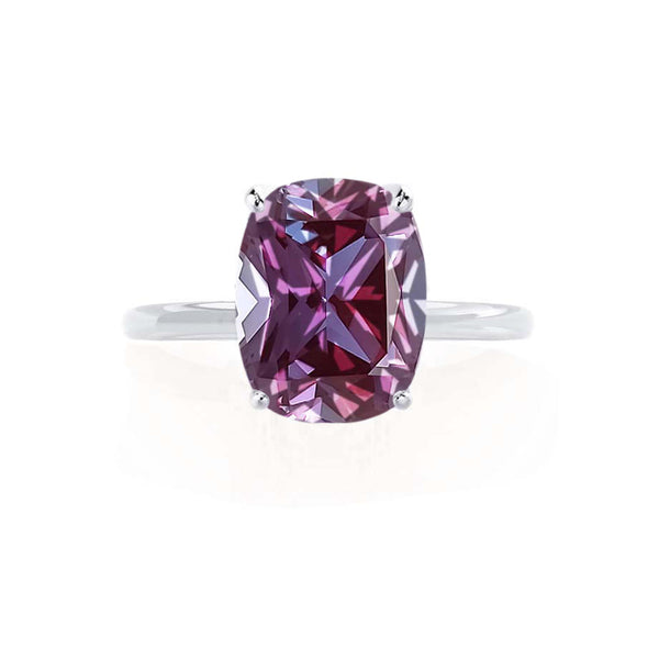 LULU - Elongated Cushion Alexandrite 18k White Gold Petite Solitaire Ring Engagement Ring Lily Arkwright