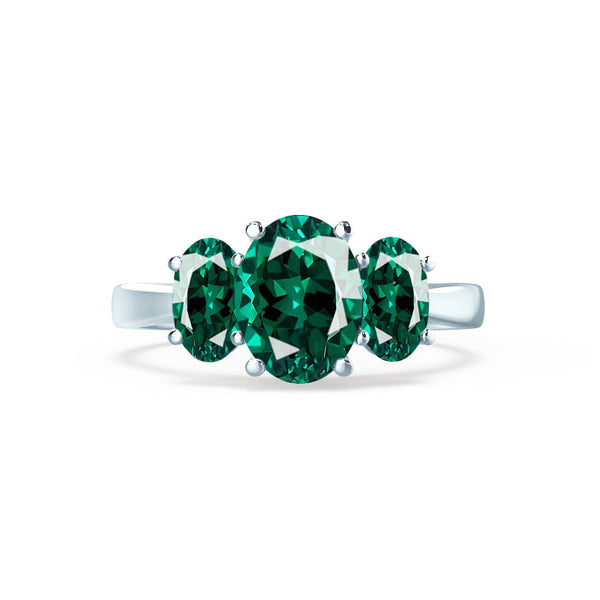 EVERDEEN - Oval Emerald 950 Platinum Trilogy Ring Engagement Ring Lily Arkwright