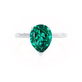 LULU - Pear Emerald 950 Platinum Petite Solitaire Ring Engagement Ring Lily Arkwright