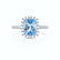 DARLEY - Aqua Spinel Elongated Cushion Micro Pavé 950 Platinum Halo Engagement Ring Lily Arkwright