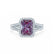 EVERLY - Radiant Alexandrite & Diamond 18k White Gold Split Shank Halo Ring Engagement Ring Lily Arkwright