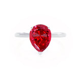 LULU - Pear Ruby 950 Platinum Petite Solitaire Ring Engagement Ring Lily Arkwright