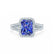 EVERLY - Radiant Blue Sapphire & Diamond 950 Platinum Split Shank Halo Ring Engagement Ring Lily Arkwright