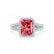 EVERLY - Radiant Ruby & Diamond 18k White Gold Split Shank Halo Ring Engagement Ring Lily Arkwright