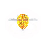 LULU - Pear Yellow Sapphire 18k White Gold Petite Solitaire Ring Engagement Ring Lily Arkwright