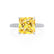 COCO - Princess Yellow Sapphire & Diamond 18k White Gold Hidden Halo Triple Pavé Shoulder Set Engagement Ring Lily Arkwright