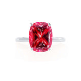 LULU - Elongated Cushion Ruby 950 Platinum Petite Solitaire Ring Engagement Ring Lily Arkwright