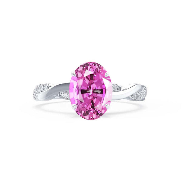 EDEN - Oval Pink Sapphire & Diamond 950 Platinum Vine Solitaire Ring Engagement Ring Lily Arkwright