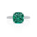 COCO - Cushion Emerald & Diamond 18k White Gold Hidden Halo Triple Pavé Shoulder Set Engagement Ring Lily Arkwright