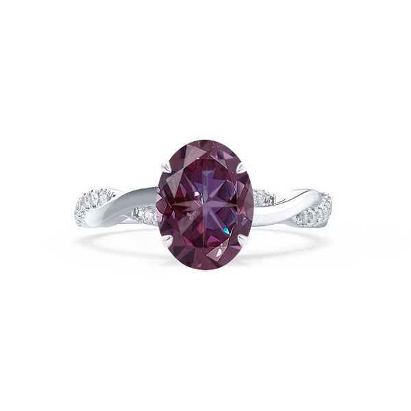 EDEN - Oval Alexandrite & Diamond 950 Platinum Vine Solitaire Ring Engagement Ring Lily Arkwright