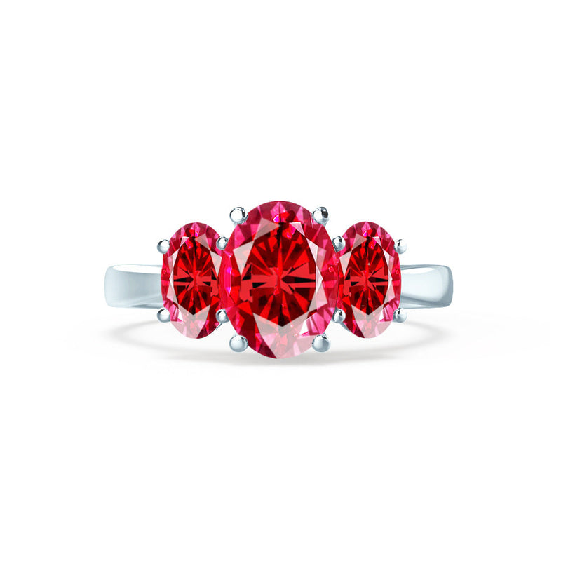 EVERDEEN - Oval Ruby 950 Platinum Trilogy Ring Engagement Ring Lily Arkwright