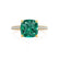 COCO - Cushion Emerald & Diamond 18k Yellow Gold Hidden Halo Triple Pavé Shoulder Set Engagement Ring Lily Arkwright