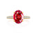 COCO - Oval Ruby & Diamond 18k Yellow Gold Petite Hidden Halo Triple Pavé Shoulder Set Ring Engagement Ring Lily Arkwright