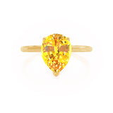 LULU - Pear Yellow Sapphire 18k Yellow Gold Petite Solitaire Ring Engagement Ring Lily Arkwright